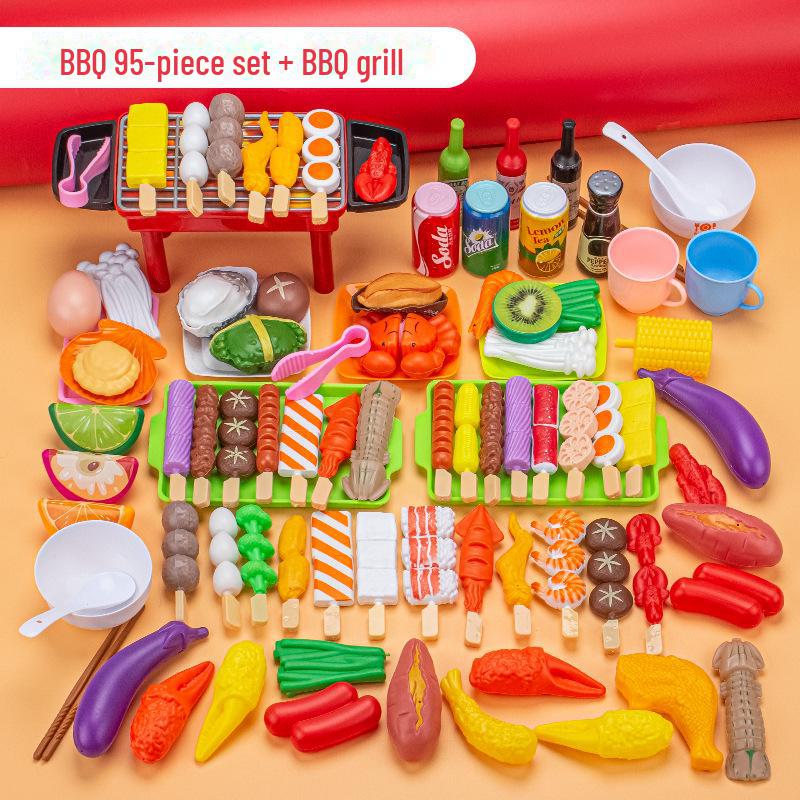 Children's Pretend BBQ Set: Kitchen Play Barbecue Skewers with Simulation Food
