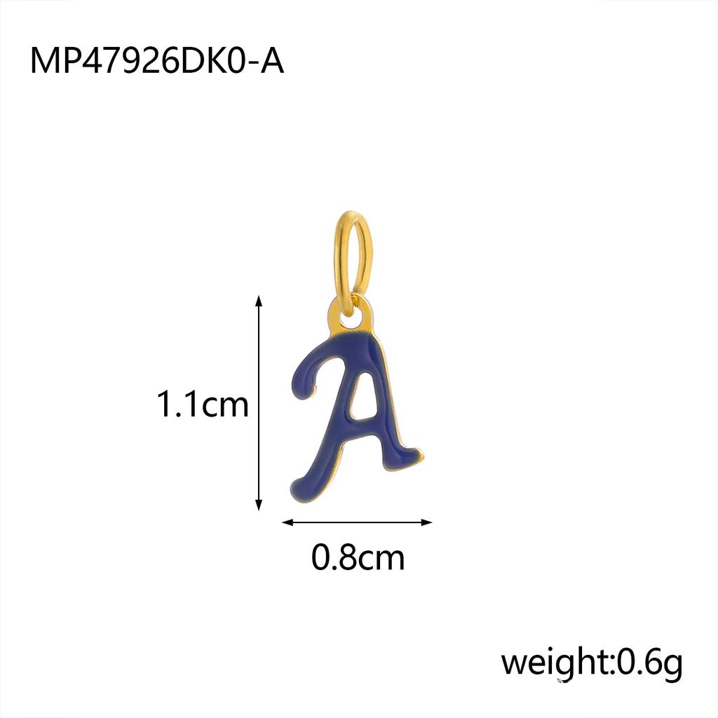 CARLIDANA Simple Gold Plated Stainless Steel Jewelry Alphabet Pendant Small Mini Colorful Oil Drop Initial Letter Necklace