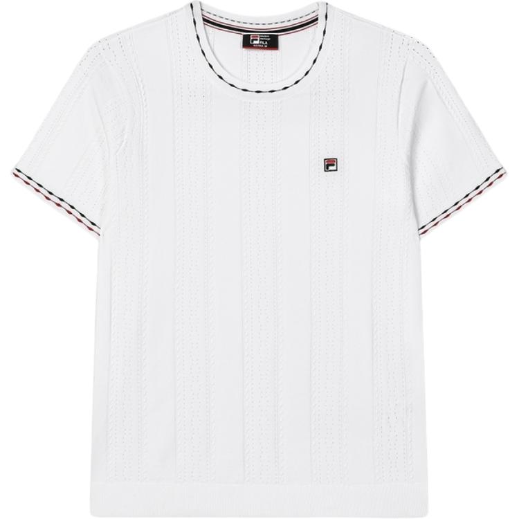 FILA Simple Round Neck Solid Color Short Sleeve T-Shirt Women Tops White F11W431404F-WT