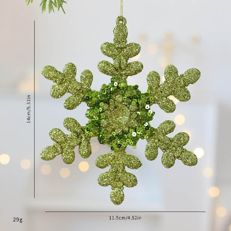 Shatterproof Snowflake Christmas Tree Ornament Glittering Green Acrylic Hanging Decoration Seasonal Accessories