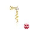 Classic 925 Silver Eight Pointed Star Snake Flower Inlaid Diamond Cartilage Earring 16G Flat Back Stud Piercing Minimalist Fashion