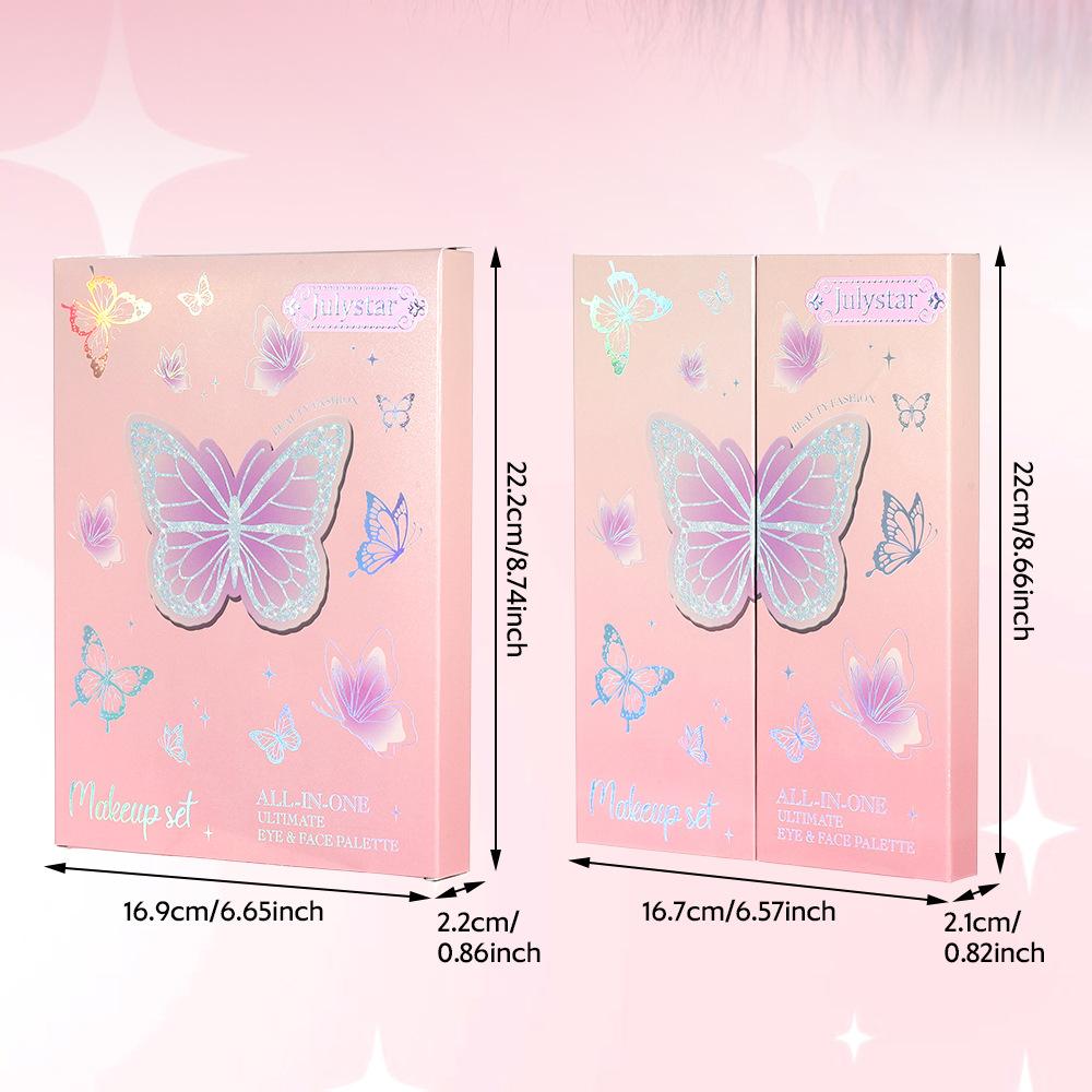 JULYSTAR 54-Color Eye and Face Palette Multi-Function Foldable Makeup Book Eyeshadow Blusher Highlighter Lip Cream Cosmetic Gift Box Set