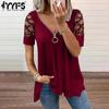 Camicette e camicie con scollo a V a maniche corte con stampa tinta unita primavera estate casual alla moda da donna