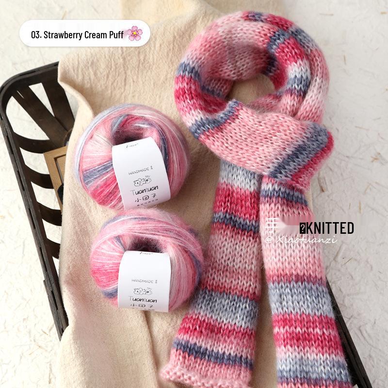 Silk Gradient Rainbow Mohair Yarn Pack for Hand-knitted Scarf/Shawl