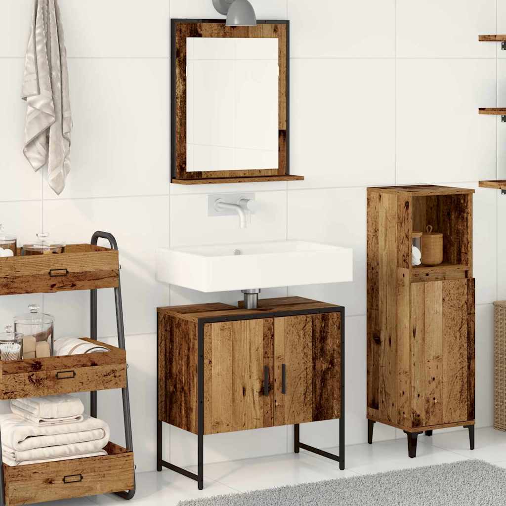 Wall Mounted Bathroom Furniture Set 2 pcs Brown Particleboard