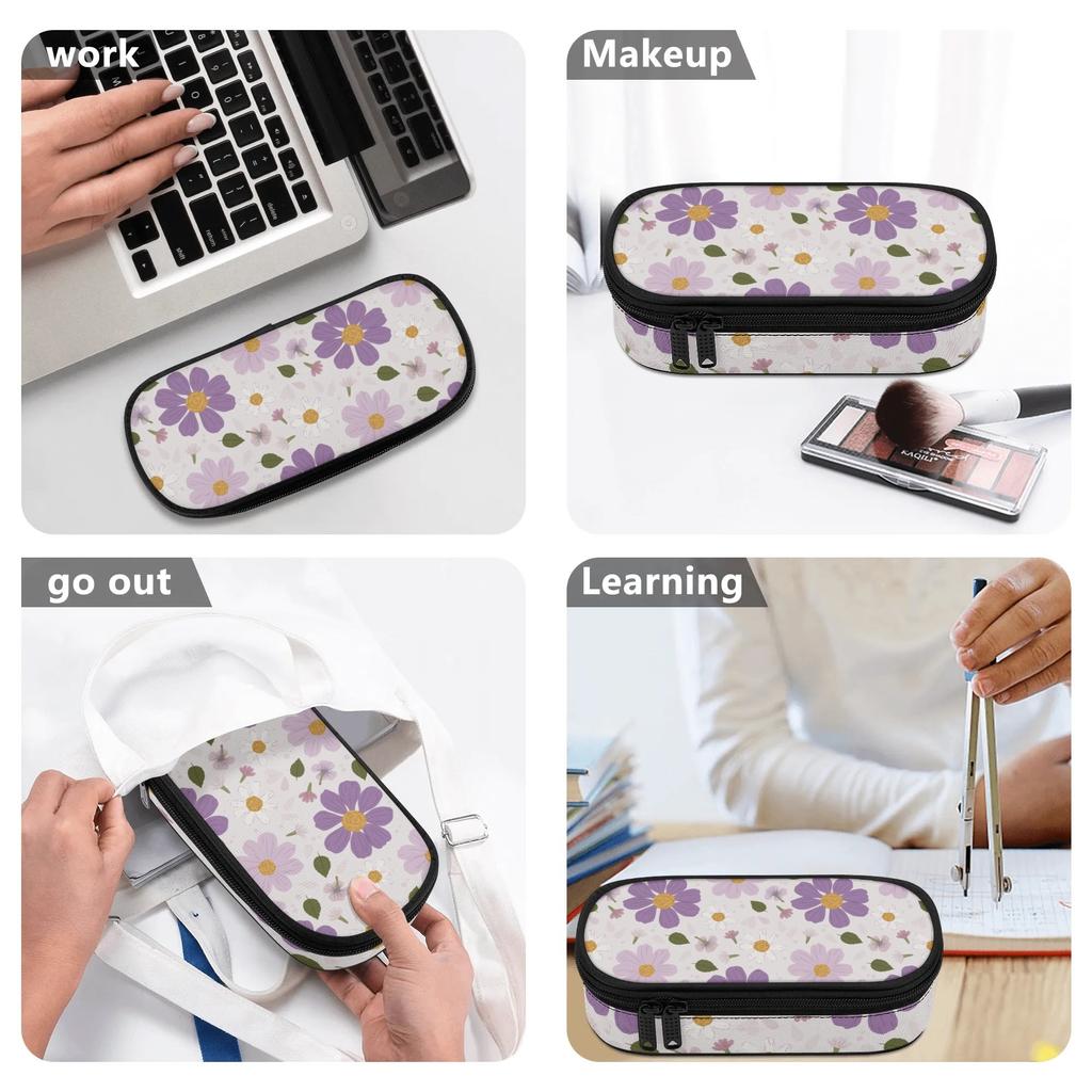 School Pencil Case Zipper Closure High Capacity 300D Polyester with Main Compartment Mesh Pocket and Pen Slots for Everyday Study