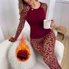 Leopard Print Women's Autumn/Winter Long Sleeve & Pants Home Wear Set