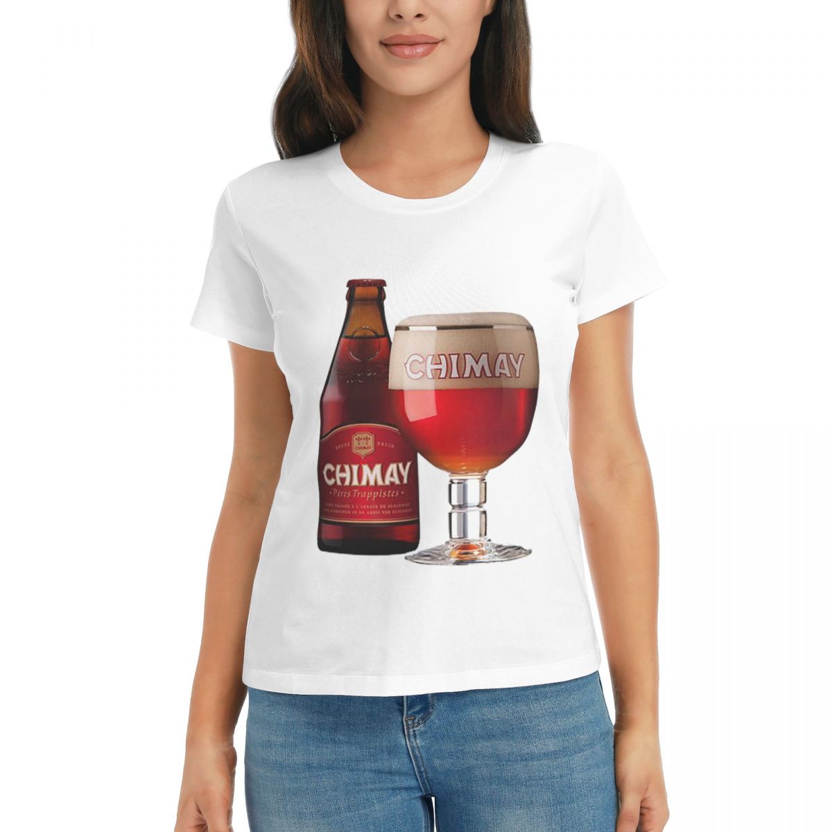 

Women TShirt Chimay Logo Summer Short Sleeve Tees ONeck Cotton T Shirts Clothes Tops Streetwear S