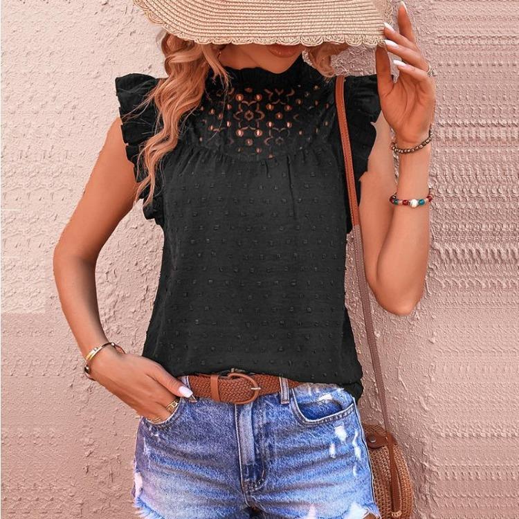 Women Lace Summer Tops Shirts T Shirts Clothing S чёрный