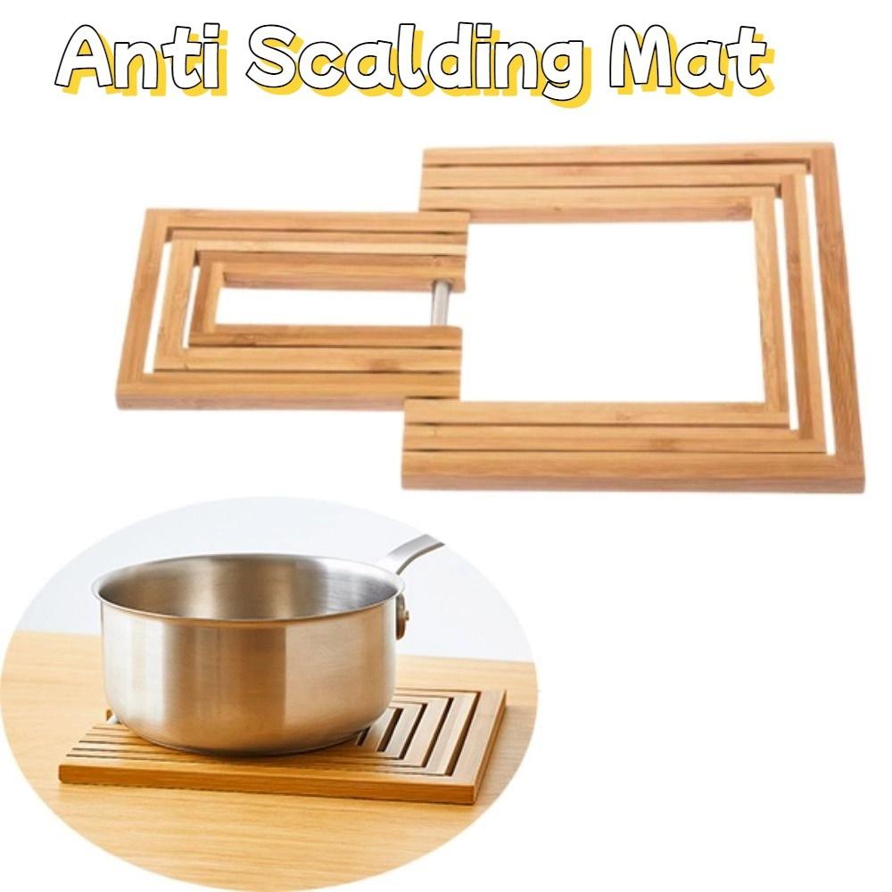 Hollowed-out Bamboo Placemat Natural Anti Scalding Mat Bamboo Heat Insulation Pad  Kitchen Use