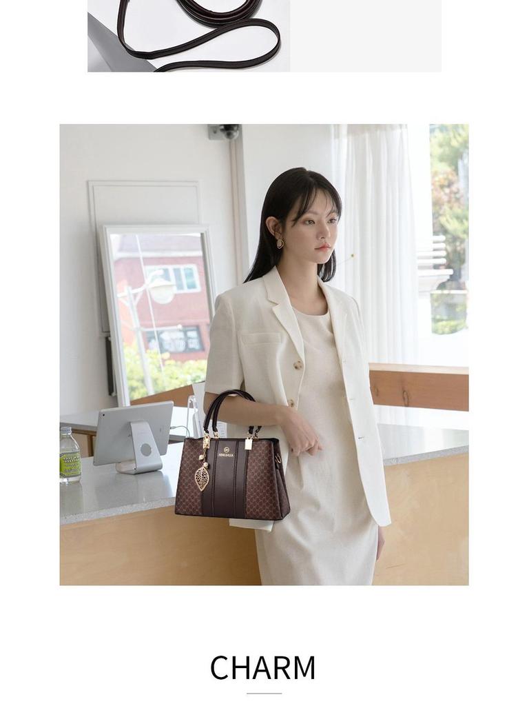 Korean Style Color Block Print Women's Large Capacity Shoulder Crossbody Handbag