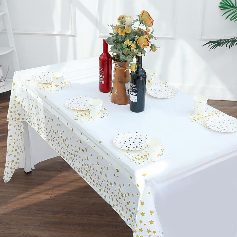 

Waterproof Oilproof PEVA Printed Stars Rectangular Party Tablecloth Decoration Rose Gold Stars