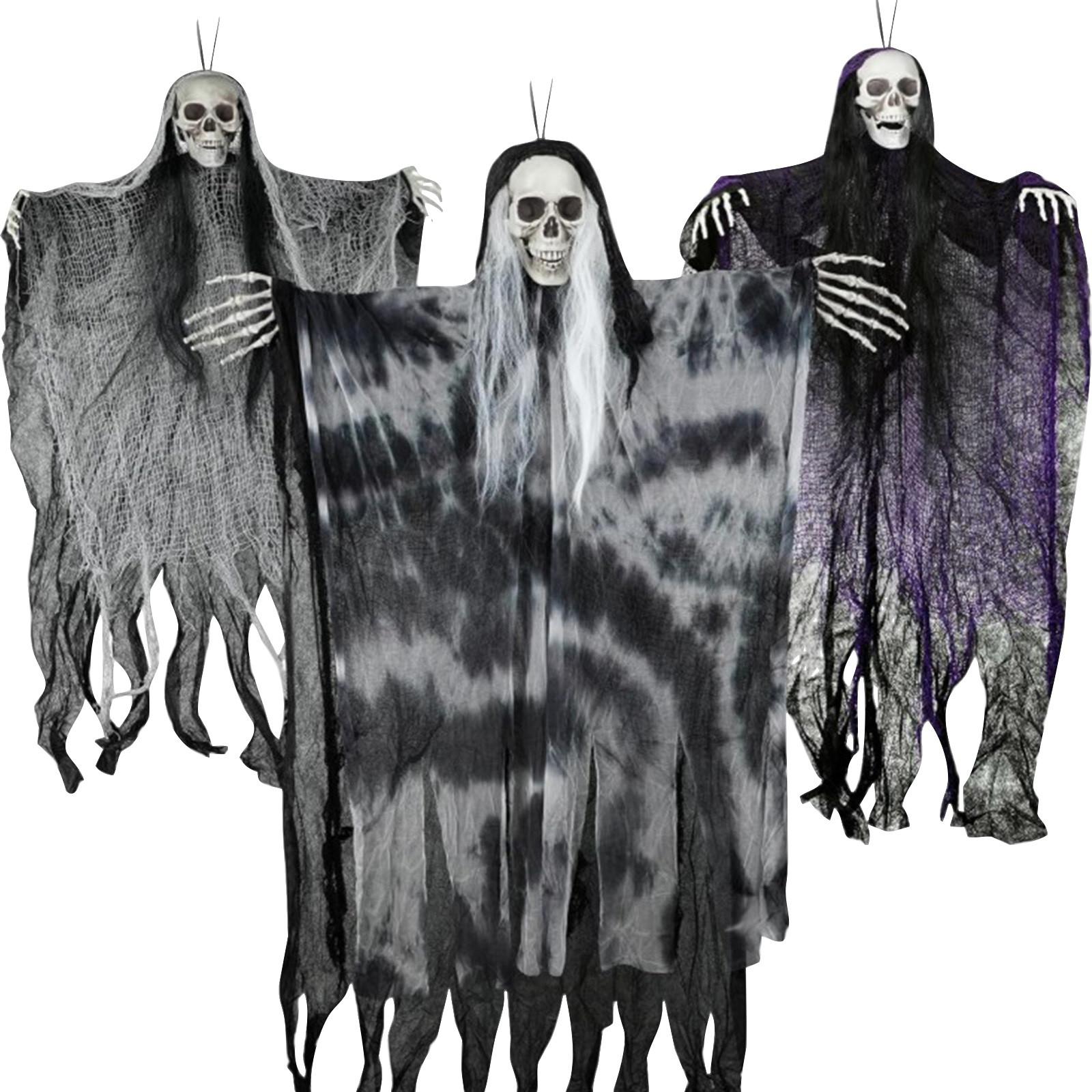 

3 Pack Hanging Halloween Skeleton Decorations, Grim Reapers For Halloween Outdoor Decorations, Halloweens Skeleton Flying, Haunted Haunted House One Size