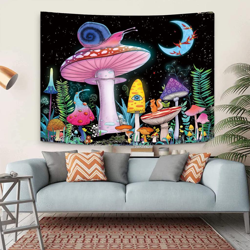 Boho Skull Tapestry Butterfly Floral Mushroom Moth Wall Decor Aesthetic Wall Hanging for Bedroom Goth Outdoor Docor Linen