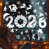 Christmas Sticker, 2026, White, Bell Snowflake Window Sticker, Holiday Decoration, Indoor Glass Sticker, Door and Window Electrostatic Sticker