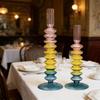 Creative European Style Colored Glass Candle Holder Taper Candlesticks Home Decoration Modern Nordic Living Room Decor