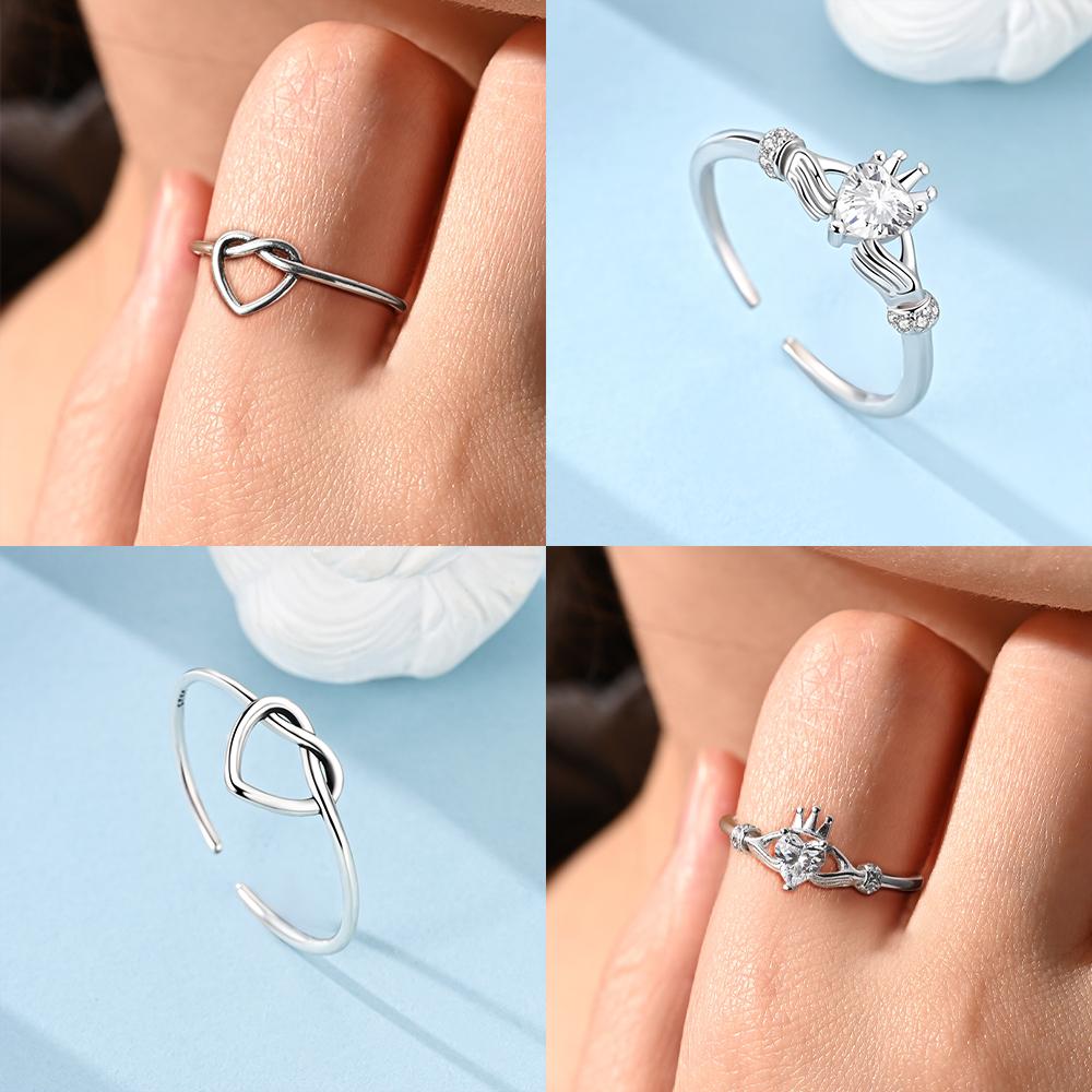 Authentic Copper Open Ring Knot Unlimited Love Heart Handheld Crown Womans Girl Ring Jewellery Valentines Fine Gift
