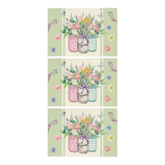 Floral Linen Placemat Tulip Spring Party Placemat Flowers Leaves Placemat Protects Table from