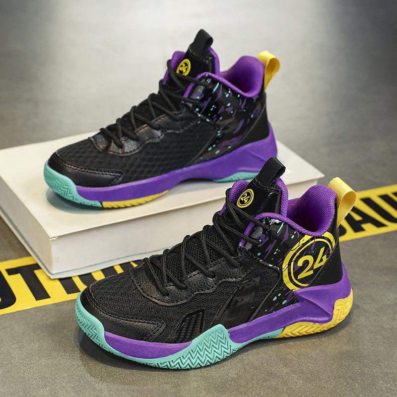 Direto para sapatos casuais infantis fivela giratória exterior mola antiderrapante Sapatos Esportivos malha respirável sapatos de basquete