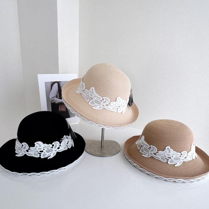 Natural Treasure Grass Hat Women's New 2026 Lace Flower French Elegant Woven Straw Holiday Beach Gift Hat