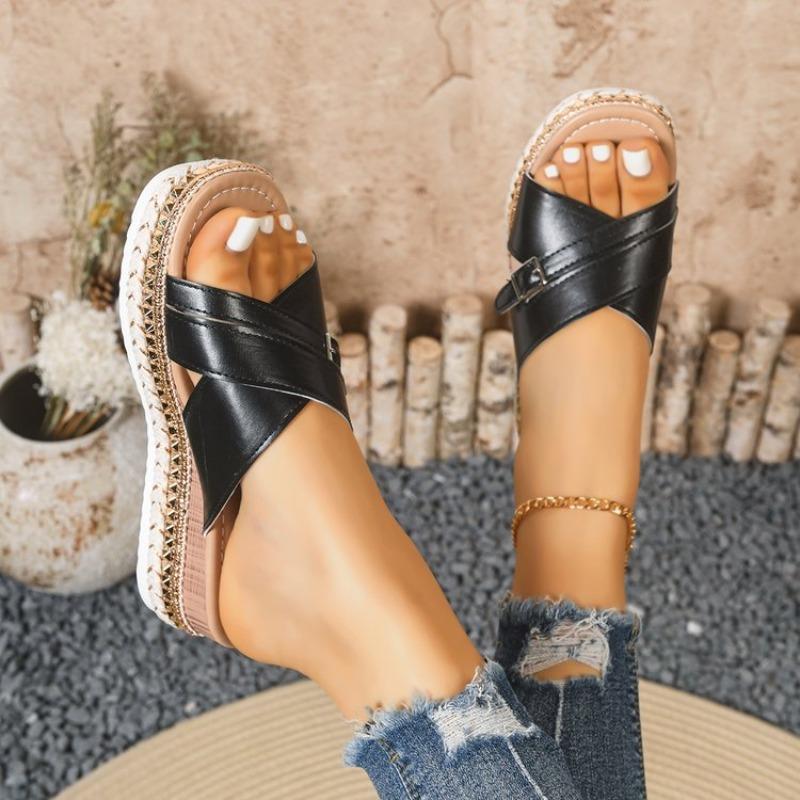 Thick-Soled Women Slippers New Open-Toe Sandals Buckle Thick-Soled Shoes Lightweight Platform Slippers Slides Women