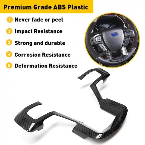 Carbon Fiber Interior Steering Wheel Cover Trim Accessories For 15-20 F150 Ford