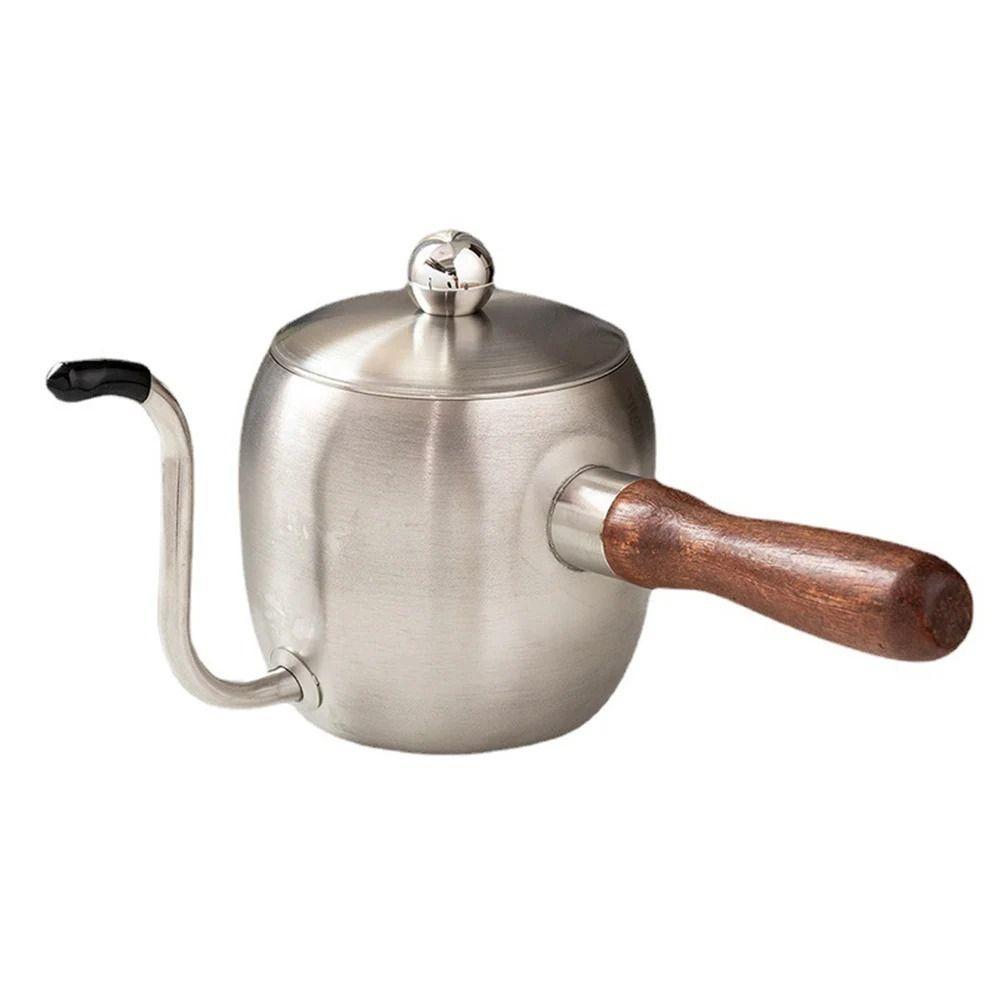 

Wood Handle Coffee Tea Pot Stainless Steel Water Jug Multifunction Coffee Maker Cafe Bar серебряный
