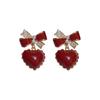 Autumn and Winter New Red Geometric Earrings Niche Personality High-end Earrings Fashion Versatile Design Earrings