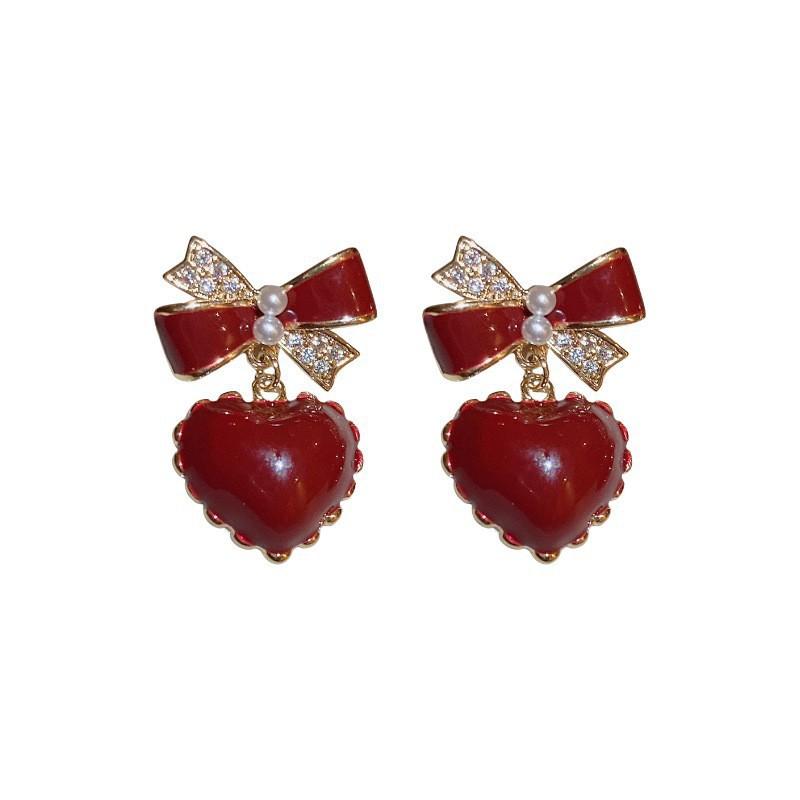 Autumn and Winter New Red Geometric Earrings Niche Personality High-end Earrings Fashion Versatile Design Earrings
