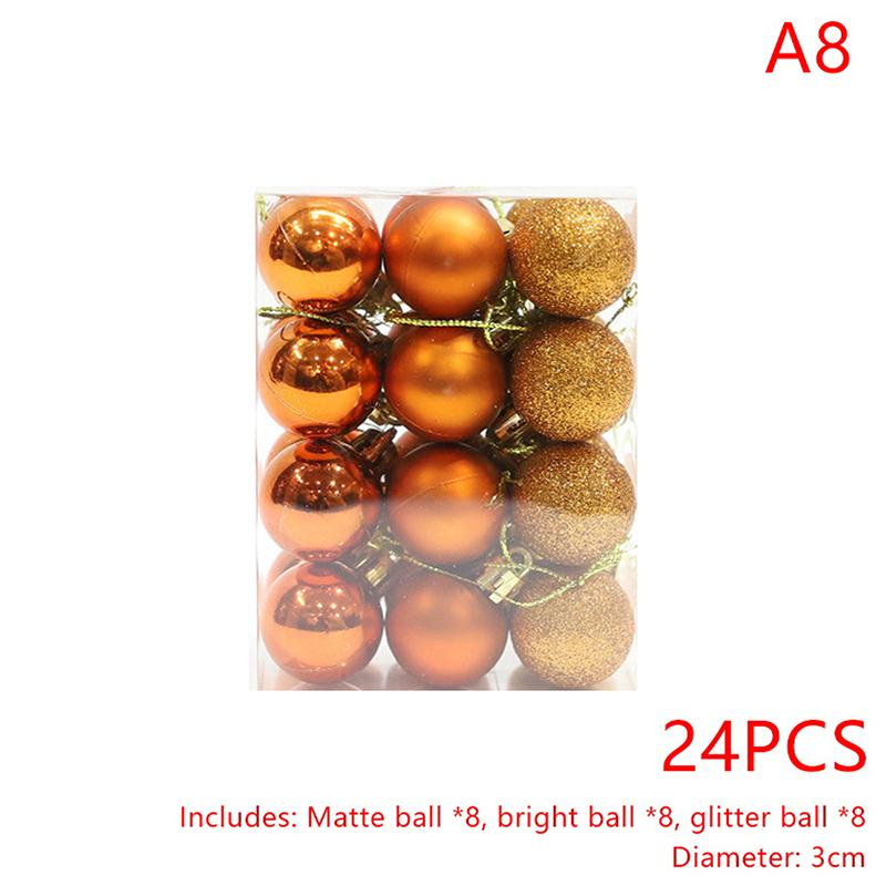 24Pcs 3Cm Christmas Ball Ornaments Xmas Tree Balls Christmas Tree Hanging Pendant Festive Party Supplies Christmas Decor