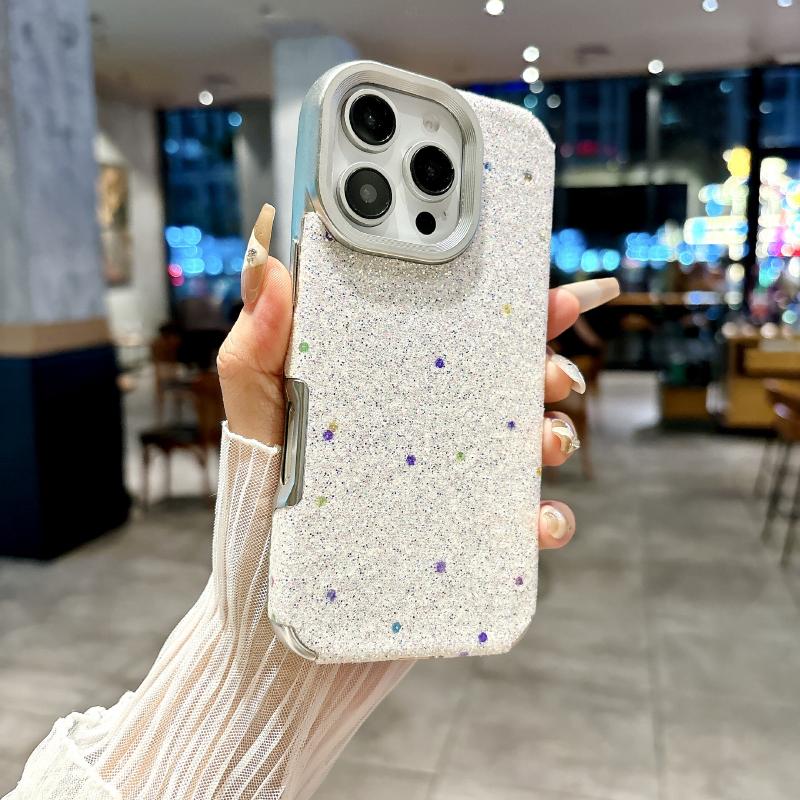 New Luxury Solid Color Shimmering Powder Soft TPU Phone Case For iPhone 16 Pro Max 14 11 12 13 15 Pro Max Plus Bumper Back Cover