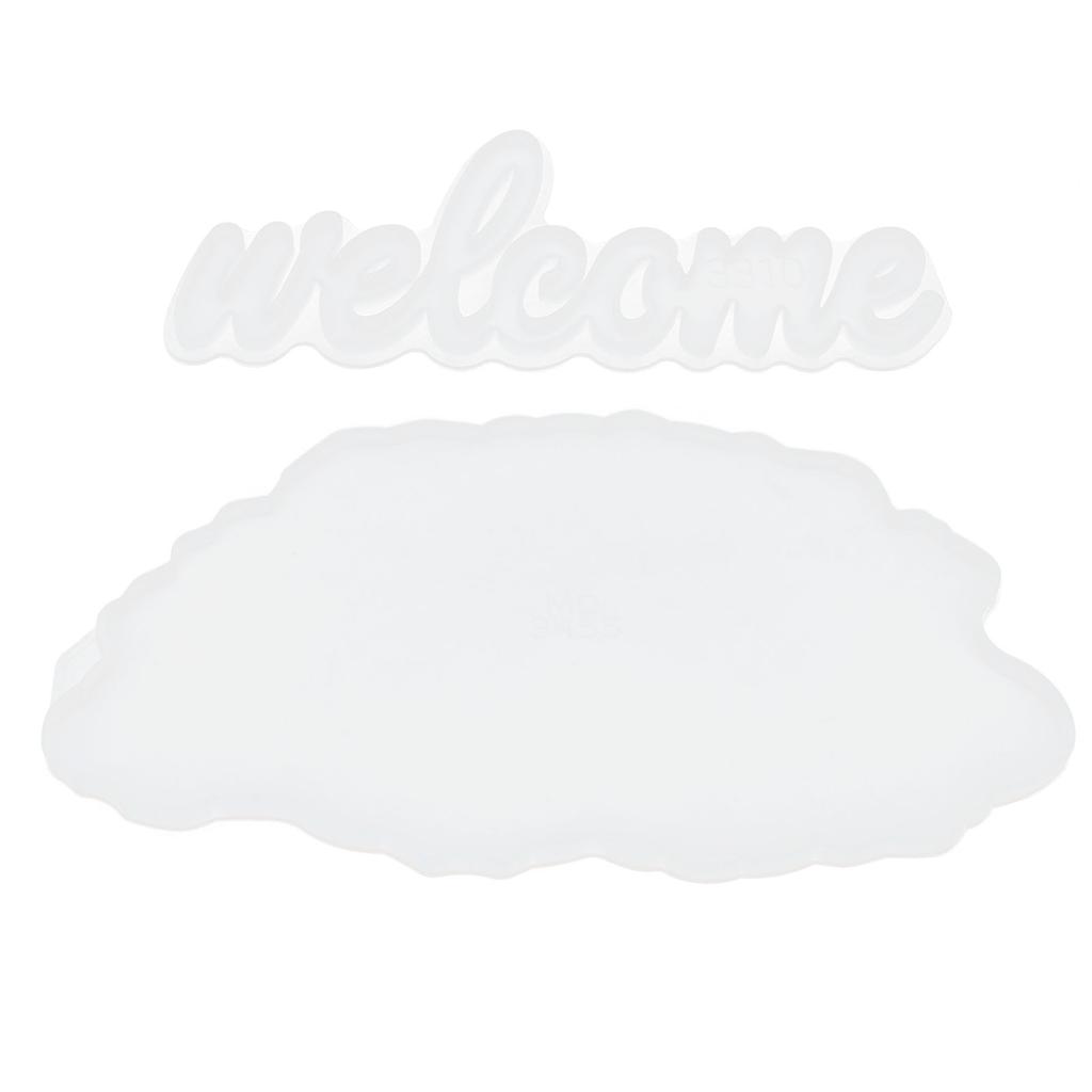 2Pcs Welcome Molds DIY Epoxy Cloud Doorplate Hanging Projects Silicone Resin Door Wall Decor