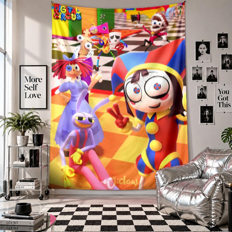 Wall TapestryThe Amazing Digital Circus Art Hanging Cloth Decorative Background Cover for Room Decoration