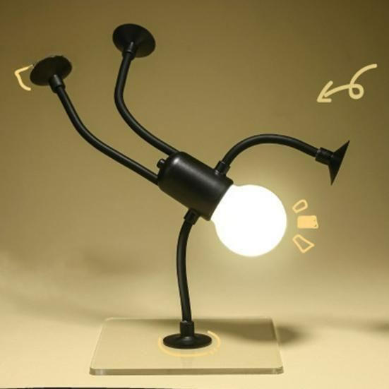 LED Bedside Lamp Funny Night Light with Suction Cup Soft Glow DIY Shape Cute Light Bulb Man Mini Night Light