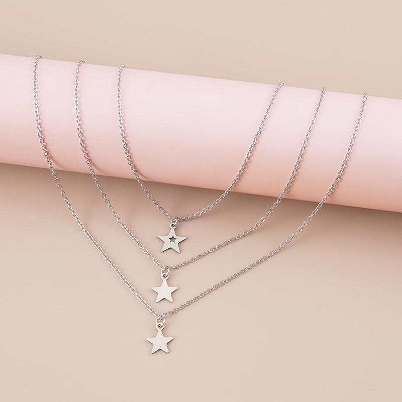 2/3 Pieces Retro Vintage Star Charm Necklace Birthday Gifts Friendship Chain Necklace with Message Card Jewelry Present