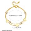 Gold Plated Flower and Heart Cubic Zirconia Double Layer Chain Bracelet for Women Stainless Steel