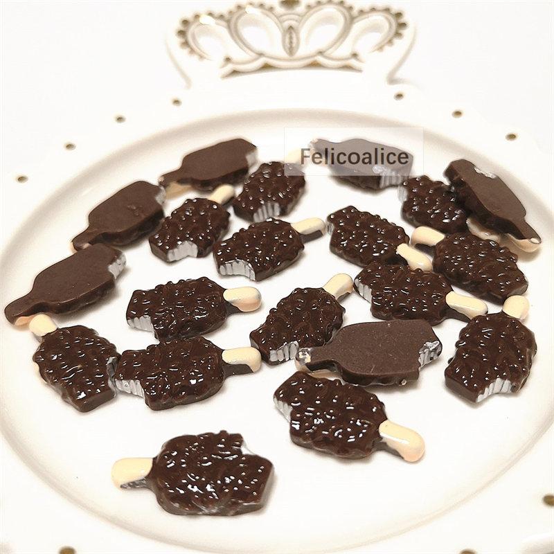 10pcs 20*10mm Kawaii Flat Back Resin Chocolate Ice Cream Cute Resin Scrapbook DIY Decor Home Figurine Crafts