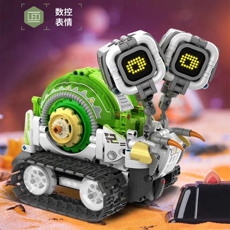 3 i 1 Teknisk RC Robot Dinosaurie Byggklossar Stad Snigel Racerbåt Fjärrkontroll Bulldozer Lastbil Klossar Leksaker Barnpresenter