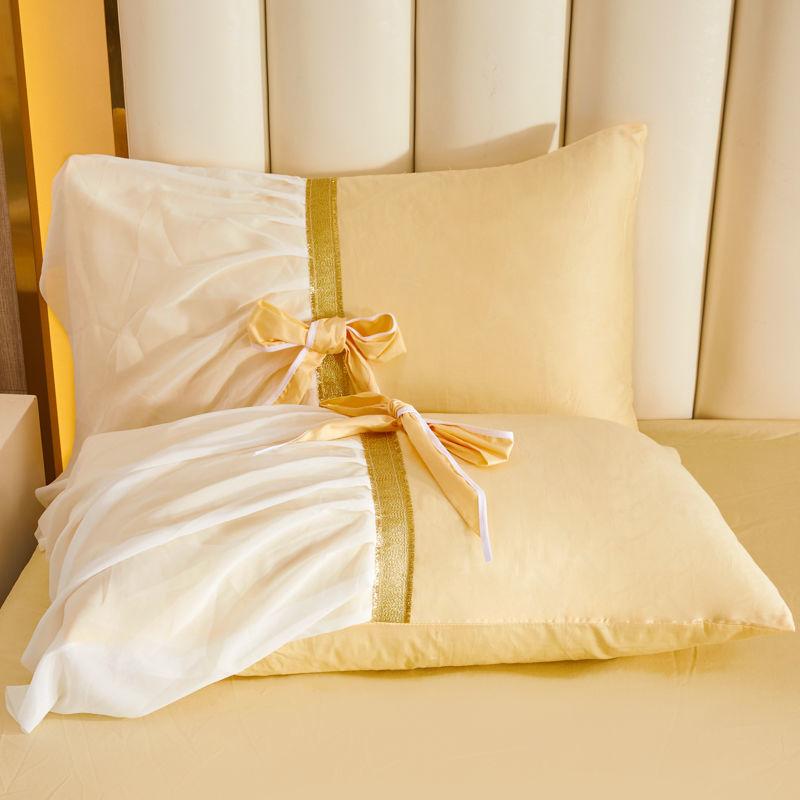 100% Cotton Fabric Princess Lace Bedspread King Queen Size Bed Skirt with Pillowcase, 1pc Bed Skirt+2pcs Pillowcases