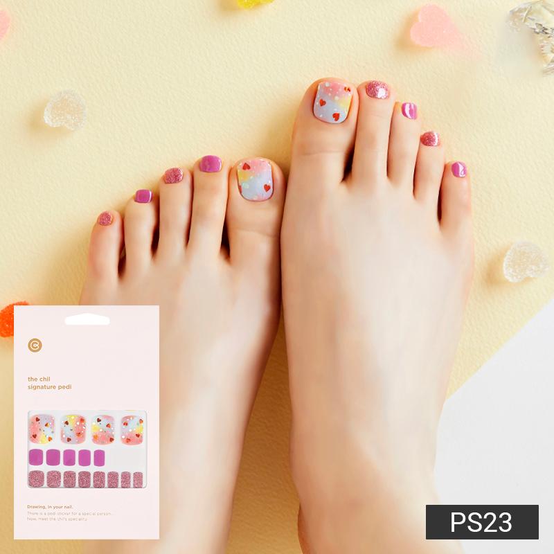 Party & Bold Pedicure Nail Stickers - 37 Self-Adhesive Tips, Vibrant Neon & Graphic Prints, Quick 5-Min Pedicure