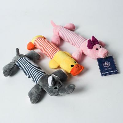 Ding Dong Evcil Köpek Oyuncağı Peluş Fil 24 x 10 cm + Domuz 24 x 10 cm + Ördek 24 x 10 cm, karışık renkler, 1 set