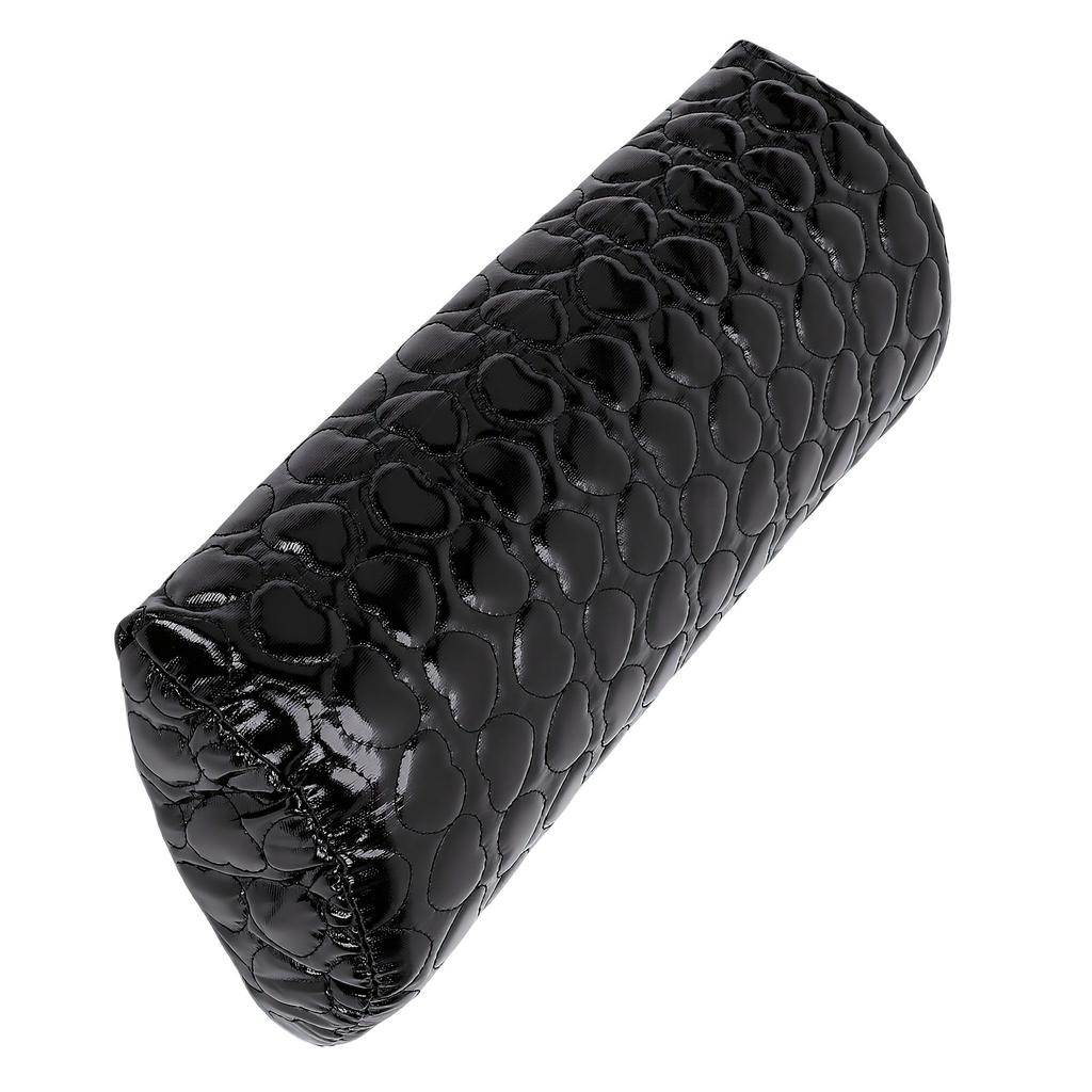 Nail Arm Rest Heart Design PU Leather Manicure Hand Support Arm Cushion for Salon Home Use Black
