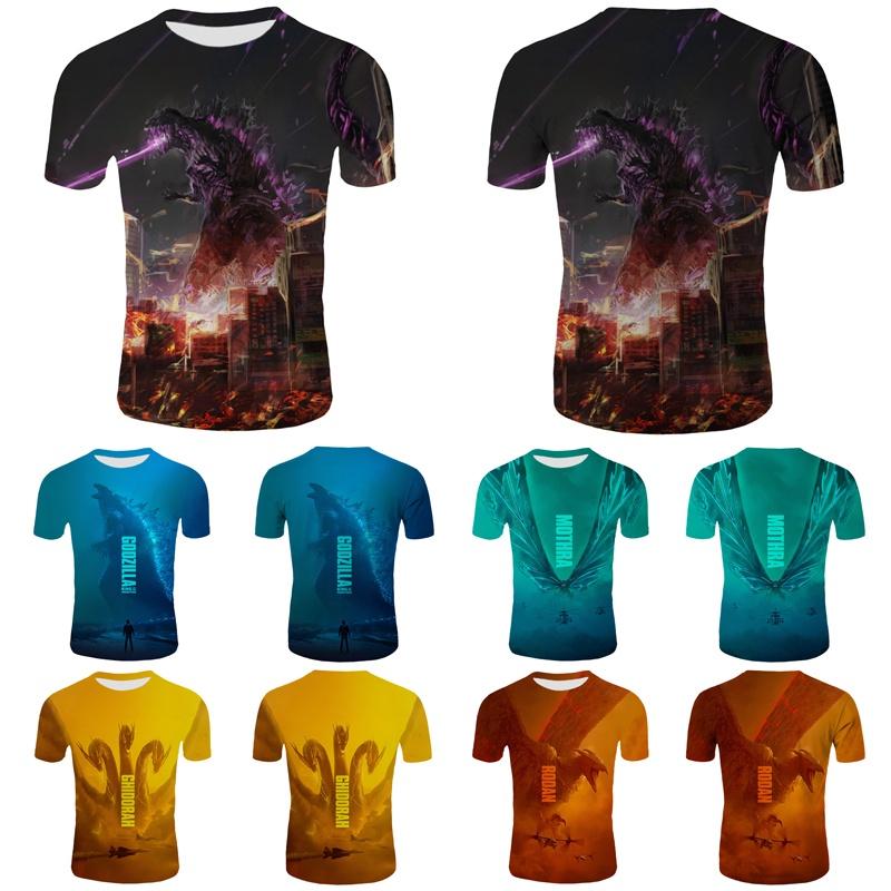 Godzilla King Of The Monster Men Short Sleeve Tops 3d Print Casual T-shirt Tee