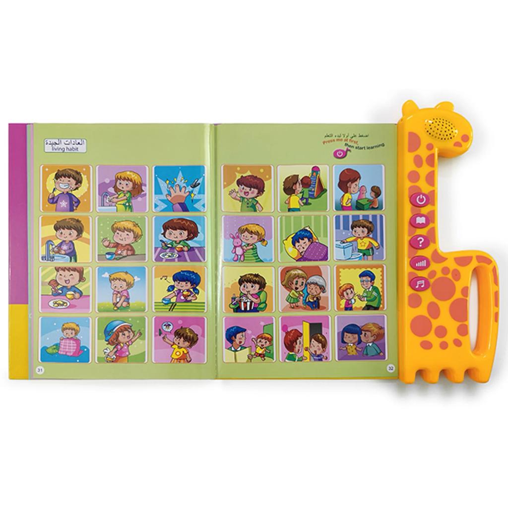 Arabisch und Englisch Kinder Zeigen zum Lesen Hörbücher Frühe Bildung Zweisprachiges Buch Kinder Lernen Lernspielzeug Zeigen Lesen