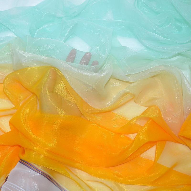 3/5/10m Multicolor Gradient Silk-Crepe Chiffon Fabric for Handmade DIY Sewing Hanfu Apparel Making Wedding Decoration