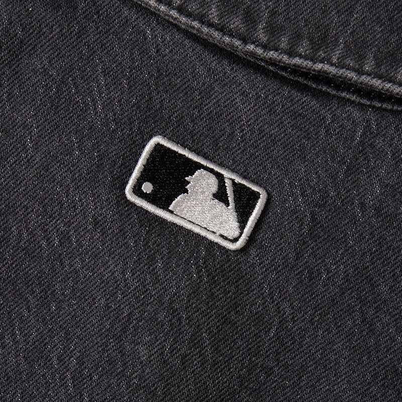 New MLB Denim Jacket Unisex Charcoal Gray 3ADRV0144