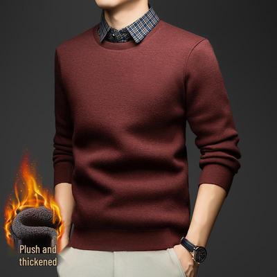 2025 Men's Autumn/Winter Thick Wool Knitwear - Warm, Comfortable, Solid Color, Business Casual
