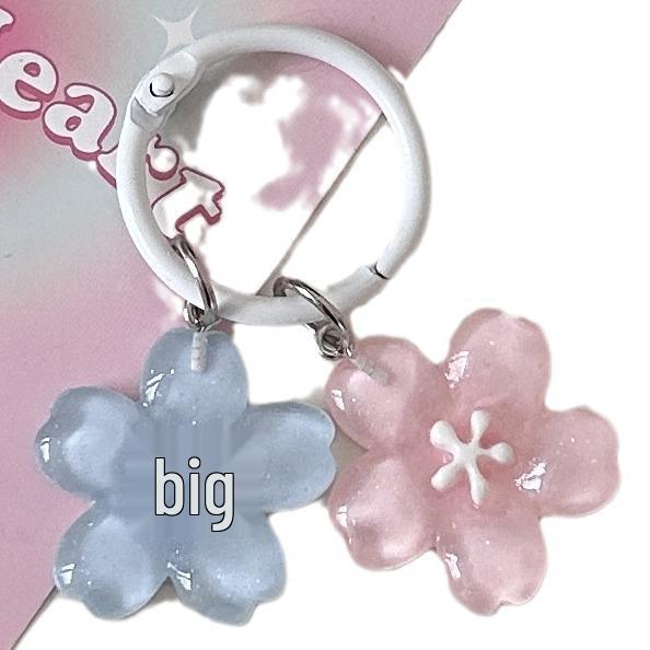 Romantic Cherry Blossom Heart Keychain – Cute Translucent Flower Pendant for Girlfriends & Besties' Backpacks