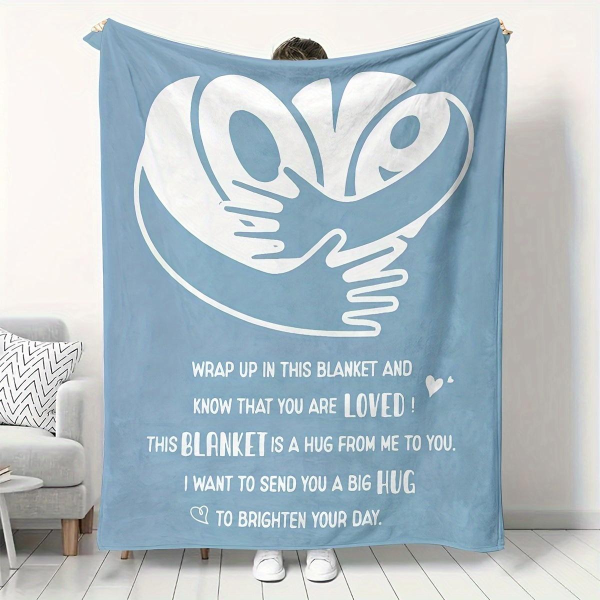 

Sky Blue Embrace Love Blanket - Soft Flannel Throw with Inspirational Message, Perfect for Birthdays, Holidays, Travel & Camping 100x150cm