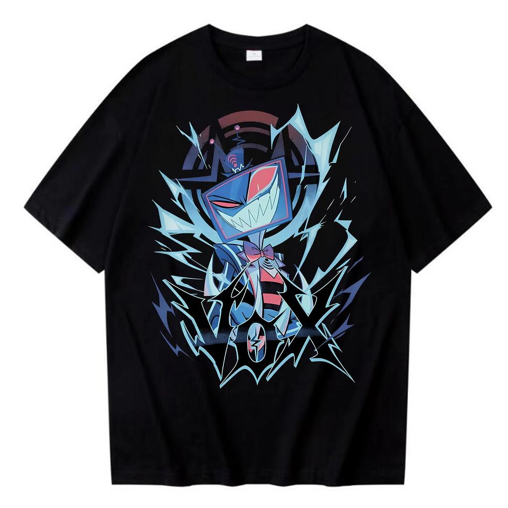 Hazbins Hotels Graphic Cotton shirt Men Retro 2026 hit show TV drama Summer unisex Harajuku Fashion Short sleeve Loose Tshirt